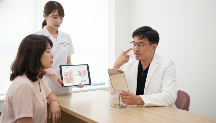 診所環境與專業消除眼袋推薦療程說明 醫師詳細解說消除眼袋推薦之比例美學 民眾諮詢關於消除眼袋推薦的醫美方案 專業醫師示範如何進行消除眼袋推薦評估