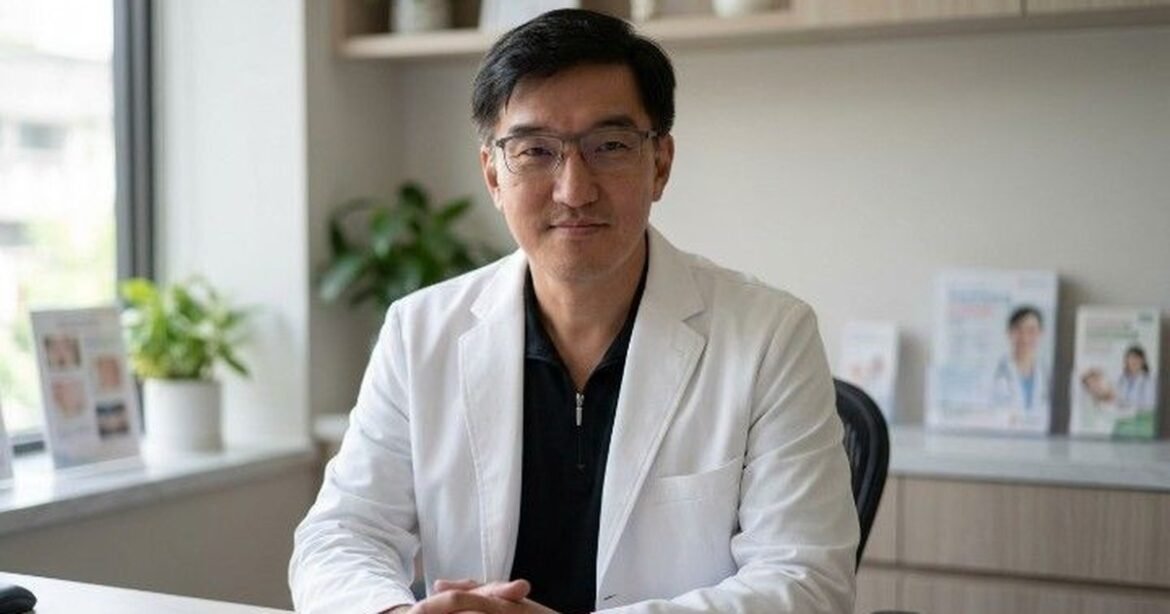 吳芮醫師在分享健康飲食建議，色彩明亮，充滿活力。